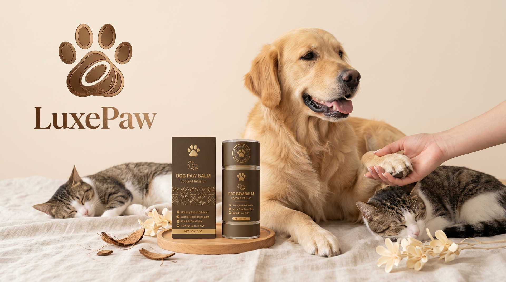 LuxePaw — Crema reparadora de coco para patas y hocicos